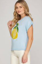 LEMON PRINT KNIT SWEATER TOP