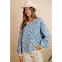 SOFT LEOPARD CONTRAST NECK AND ROLL UP SWEATER