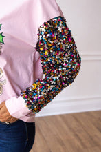Pink Sequin Sleeve Santa Clause
