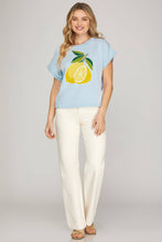 LEMON PRINT KNIT SWEATER TOP