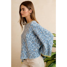 SOFT LEOPARD CONTRAST NECK AND ROLL UP SWEATER
