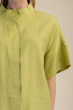 Mock Neck Band Stitch Detailed Button Down Shirt