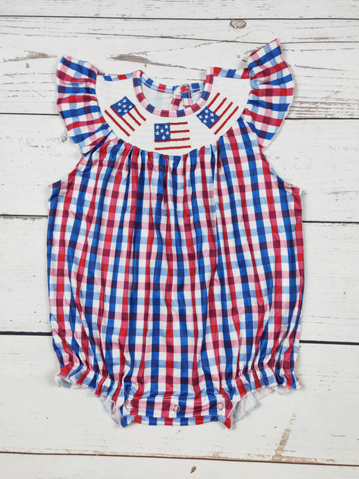 Baby Girl Smocked Patriotic Bubble