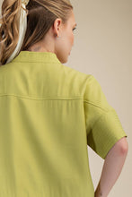 Mock Neck Band Stitch Detailed Button Down Shirt