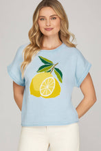 LEMON PRINT KNIT SWEATER TOP