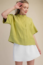 Mock Neck Band Stitch Detailed Button Down Shirt