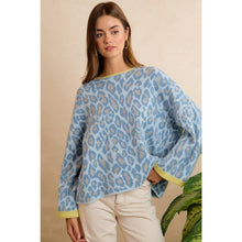 SOFT LEOPARD CONTRAST NECK AND ROLL UP SWEATER