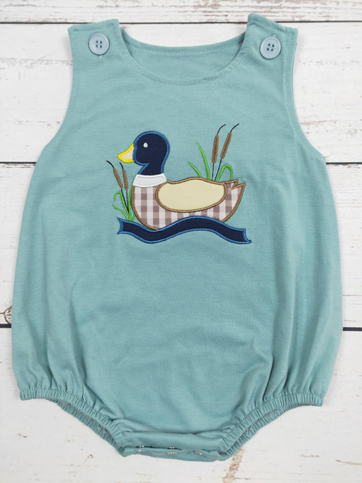 Duck Appliqué Cotton Baby Boy Romper