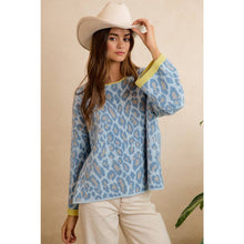 SOFT LEOPARD CONTRAST NECK AND ROLL UP SWEATER