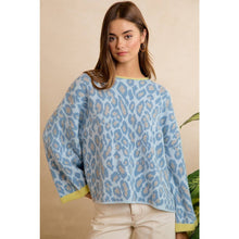 SOFT LEOPARD CONTRAST NECK AND ROLL UP SWEATER