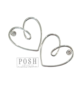 Heart and rhinestone earring 9PE455