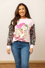 Pink Sequin Sleeve Santa Clause