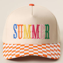 SUMMER Embroidered Checkered Brim Trucker Hat