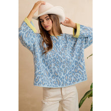 SOFT LEOPARD CONTRAST NECK AND ROLL UP SWEATER