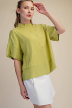 Mock Neck Band Stitch Detailed Button Down Shirt