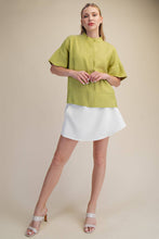 Mock Neck Band Stitch Detailed Button Down Shirt