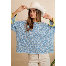 SOFT LEOPARD CONTRAST NECK AND ROLL UP SWEATER