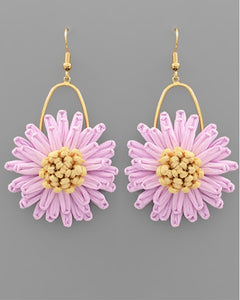 Raffia Flower Dangle Earrings