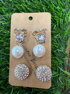 Crystal & Pearl Earring Set