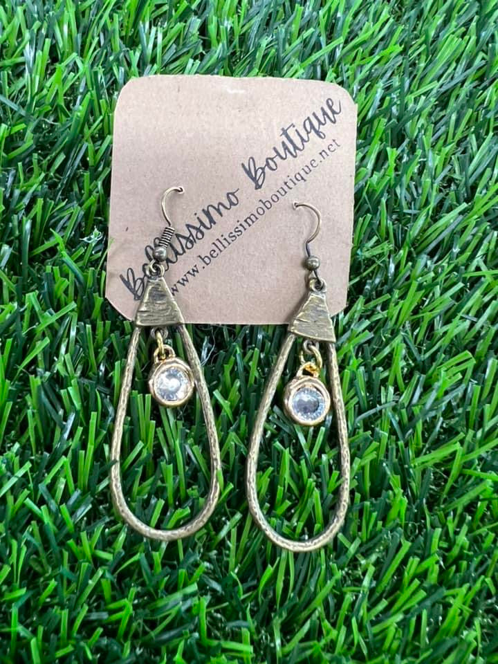 Brassy Gold Drop Earrings