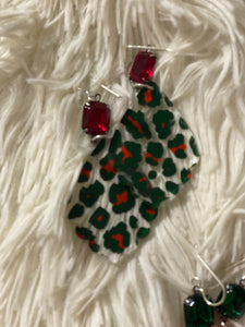 Red / Green Leopard Earrings