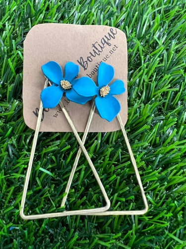 Teal Floral Earrings