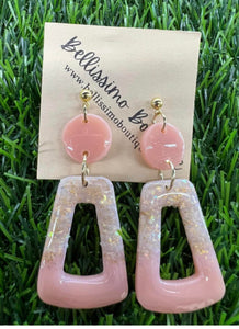 Peach Glitter Clay Earrings