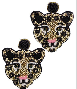 Beaded Jaguar Earrings