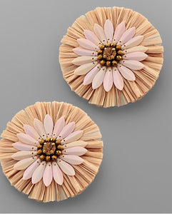 Raffia & Sequin Flower Earrings