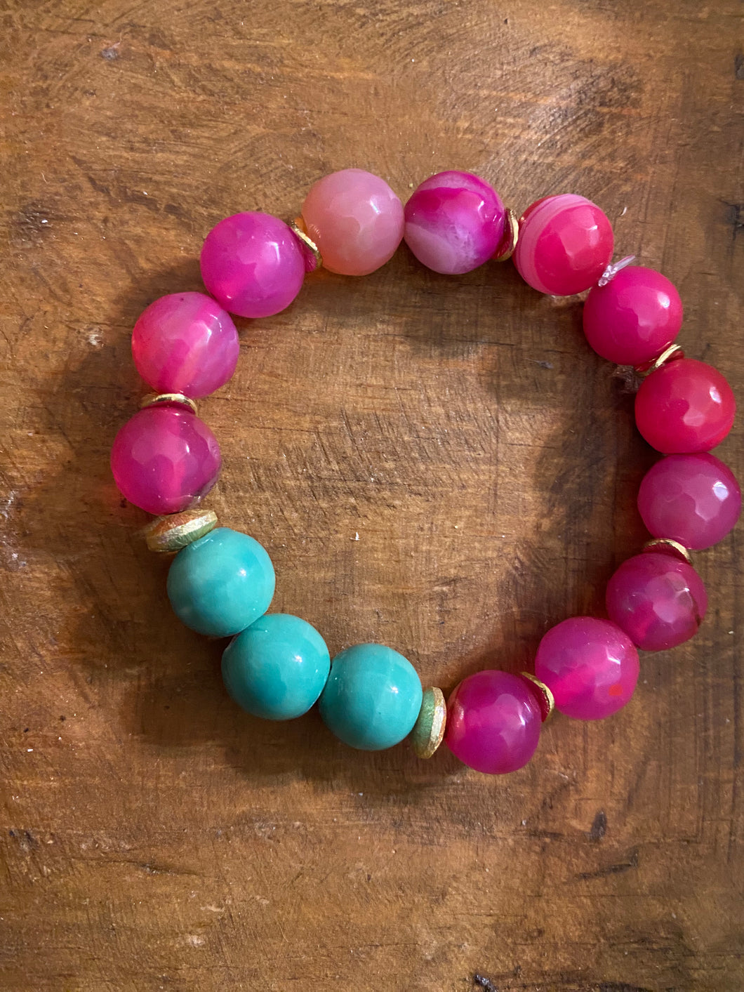 Hot Pink and Turquoise Bracelet