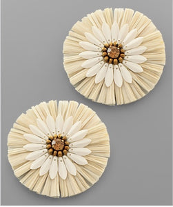 Raffia & Sequin Flower Earrings