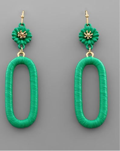 Raffia Link Flower Earrings