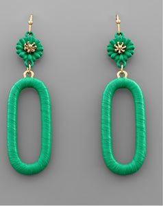 Raffia Link Flower Earrings