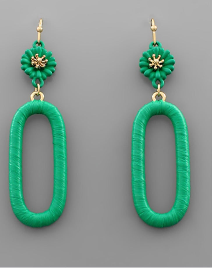 Raffia Link Flower Earrings