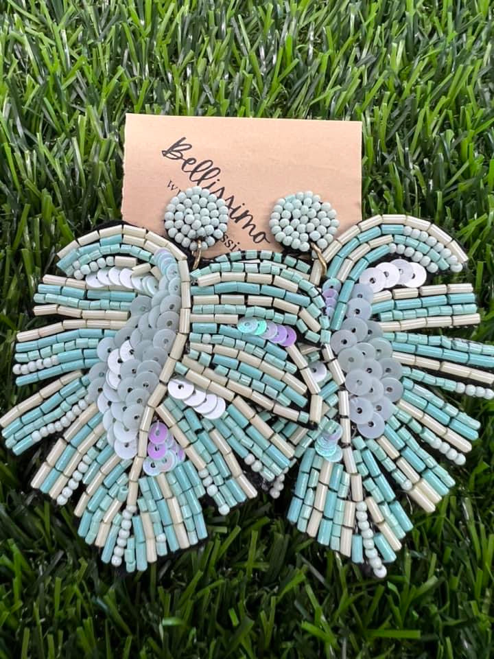 Beaded Palm Leaves Earrings