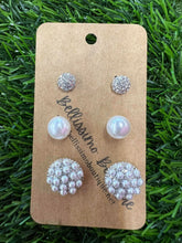 Pave Crystal & Pearl Stud Set