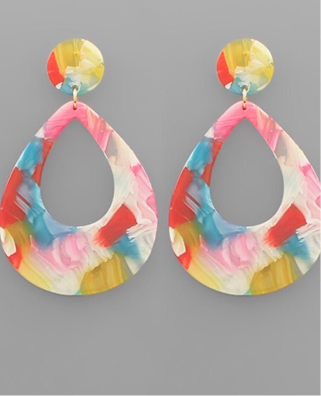 Acrylic Multi Color Teardrops Earrings