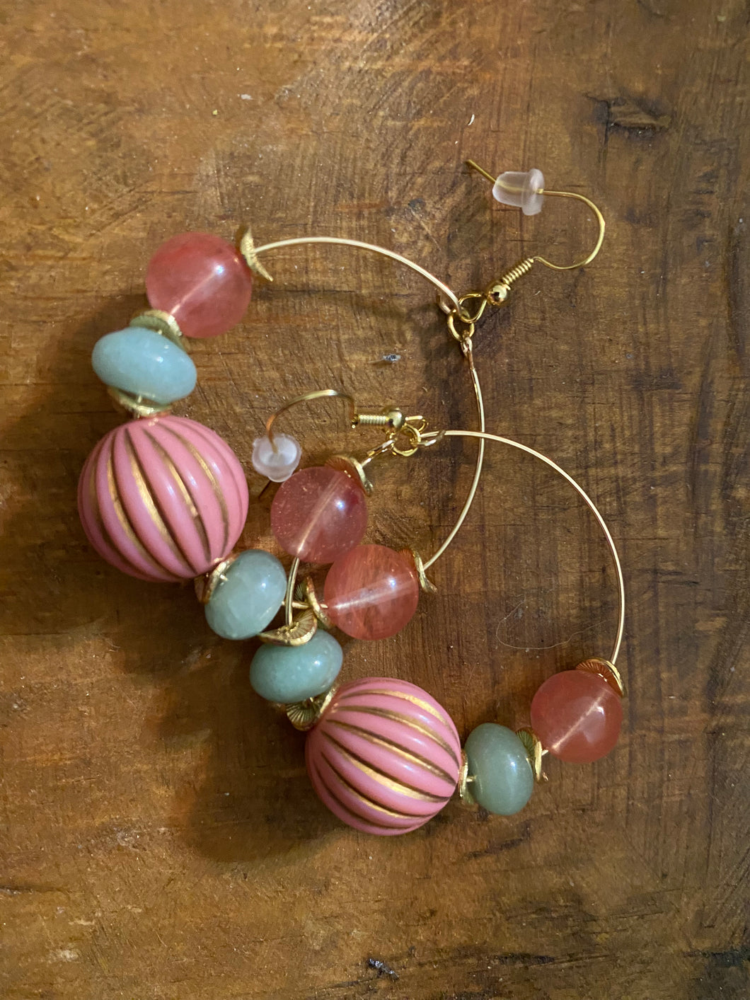 Mint and Rose Gold Earrings