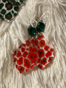 Red / Green Leopard Earrings