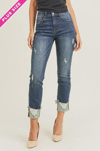 Dare to Dream Distressed Cuff Ankle Jeans