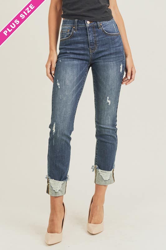 Dare to Dream Distressed Cuff Ankle Jeans