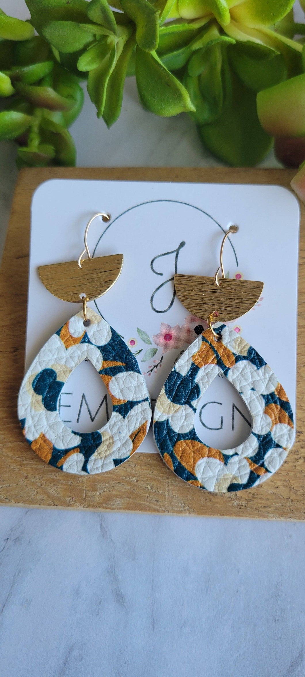 Leather and Gold Earrings