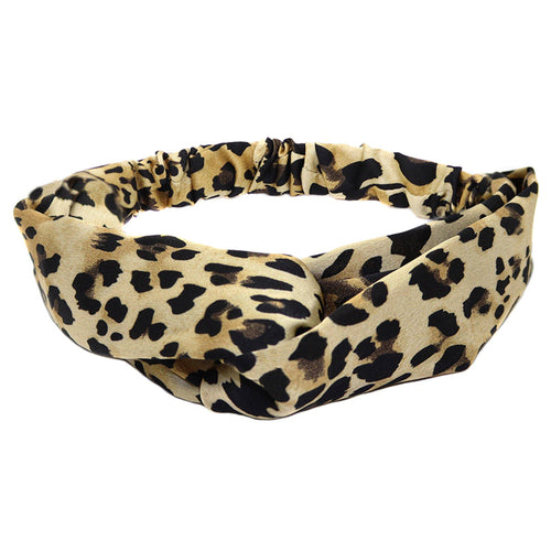 Animal Print Knot Headband - Beige