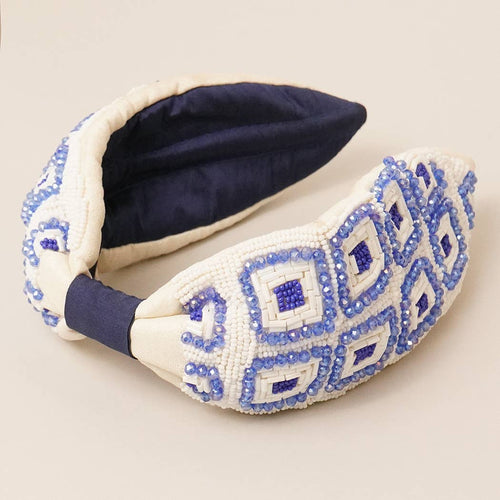Square Pattern Beads Embellished Headbands