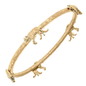 Pearl Lioness Bangle in Worn Gold