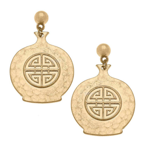 Ellis Ginger Jar Statement Earrings in Worn Gold