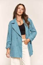 Blue teal tweed jacket blazer 