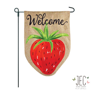 Strawberry Burlap 2-Sided Garden Flag 12.5x18"