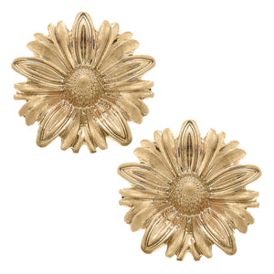Ainsley Flower Stud Earrings in Worn Gold