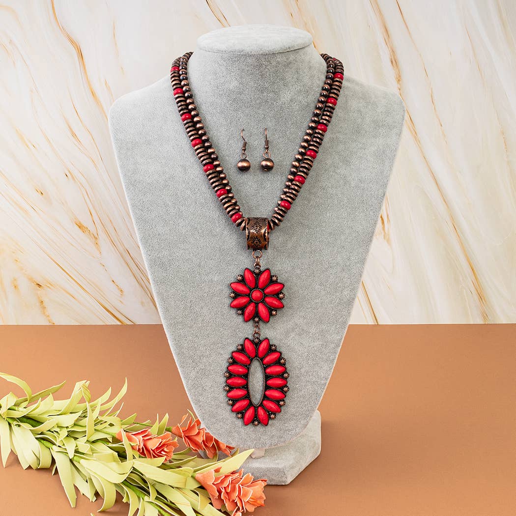 Western Necklace - Red & Copper